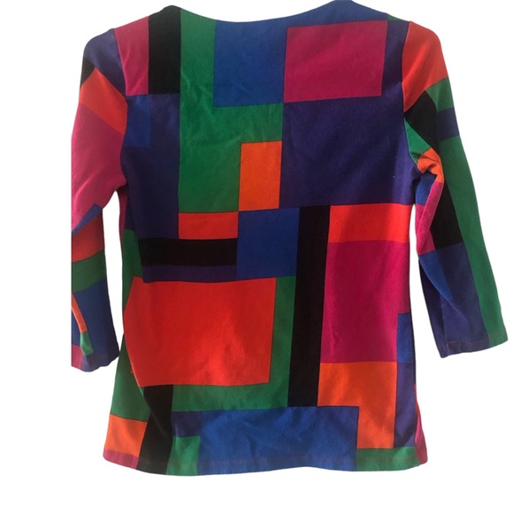 Lauren by Ralph Lauren petite medium color block square neckline top. - Picture 2 of 6